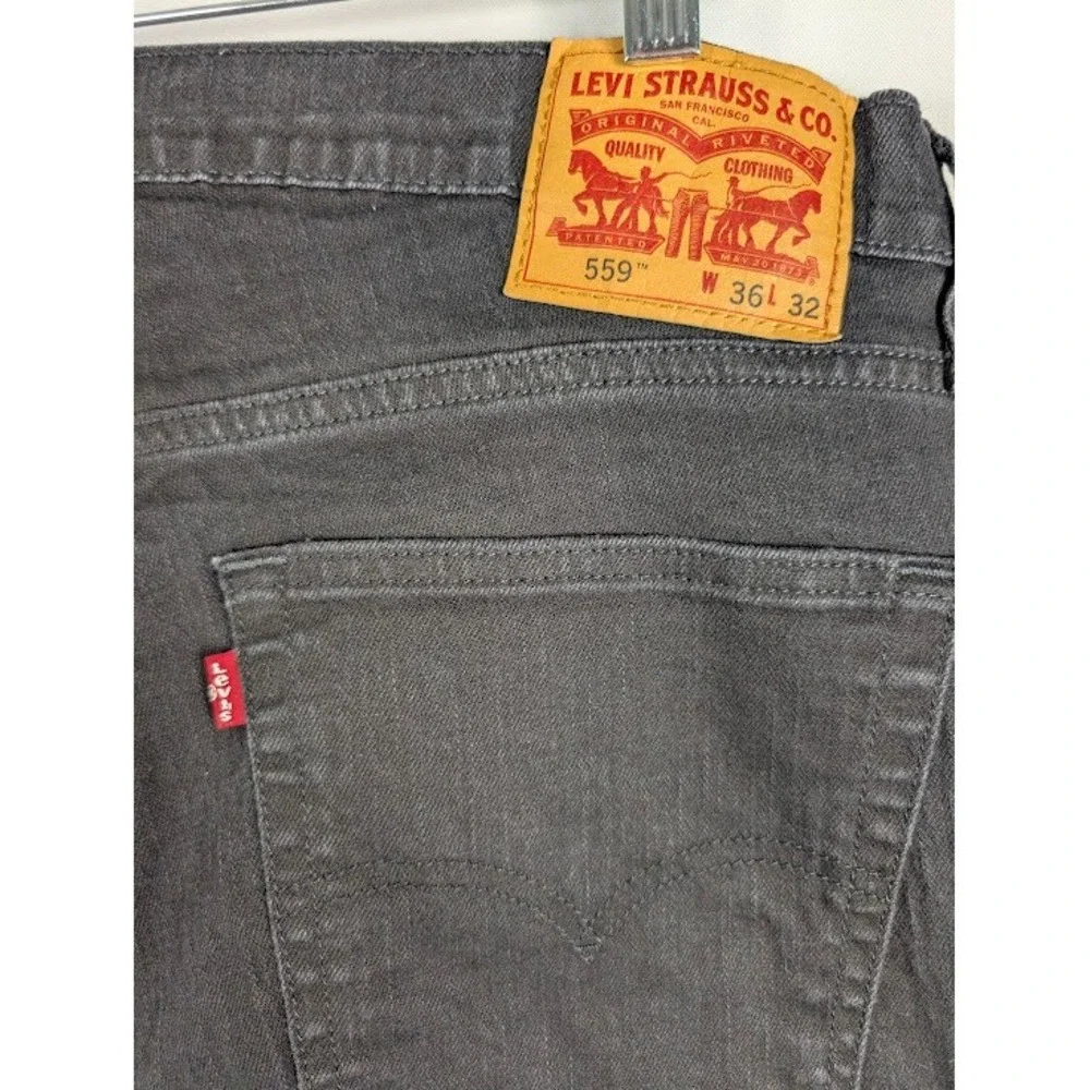 Levis 559 Relaxed Straight Jeans Mens 36x32 (36x30) Black‎ Tonal Stitch Stretch